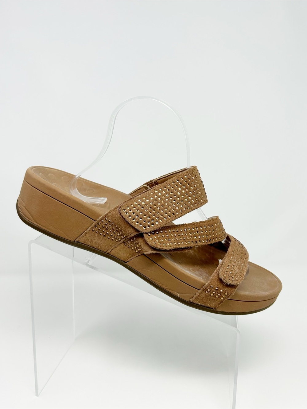 Vionic Pacific Alexis Platform Slide Sandals Womens Brown Studded Comfort 12